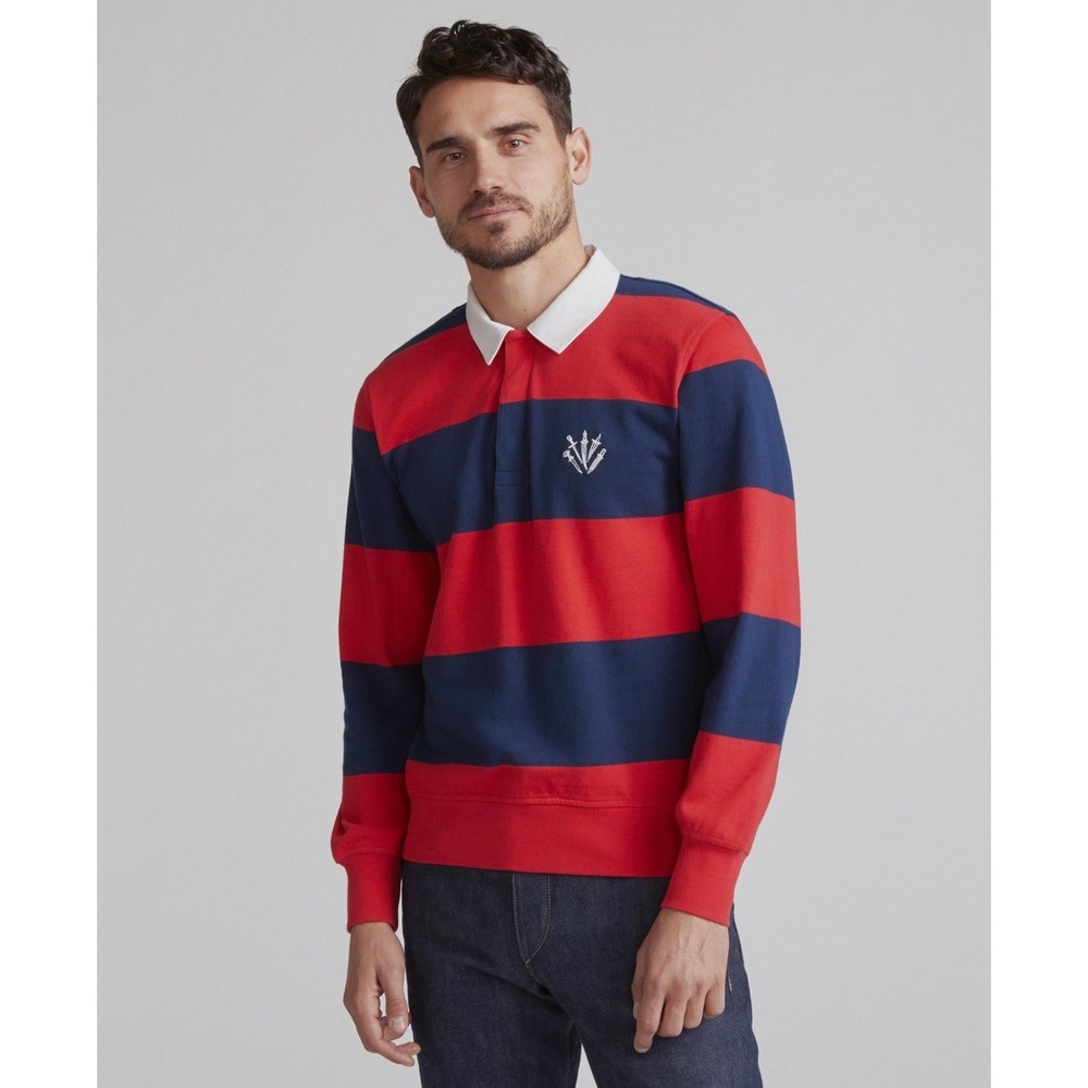 rag & bone Red and Blue Striped Polo Shirt